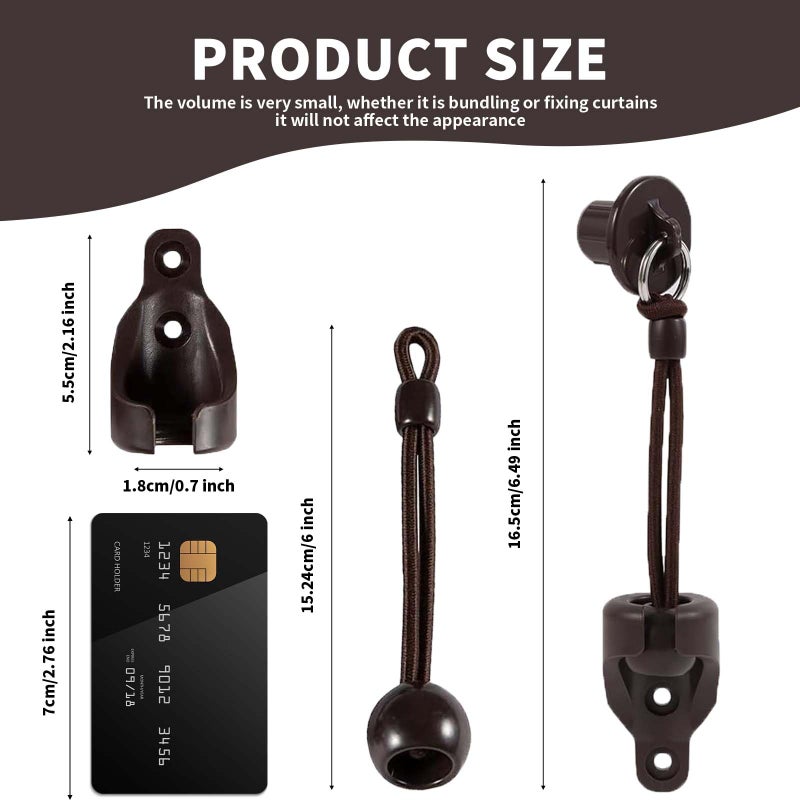 Lihopefe New Bungee kit + end caps Universal Replacement Mounting Brackets of Exterior Sun Shades Outdoor/Indoor Roller up Blinds (Brown  1pack) - Image 3